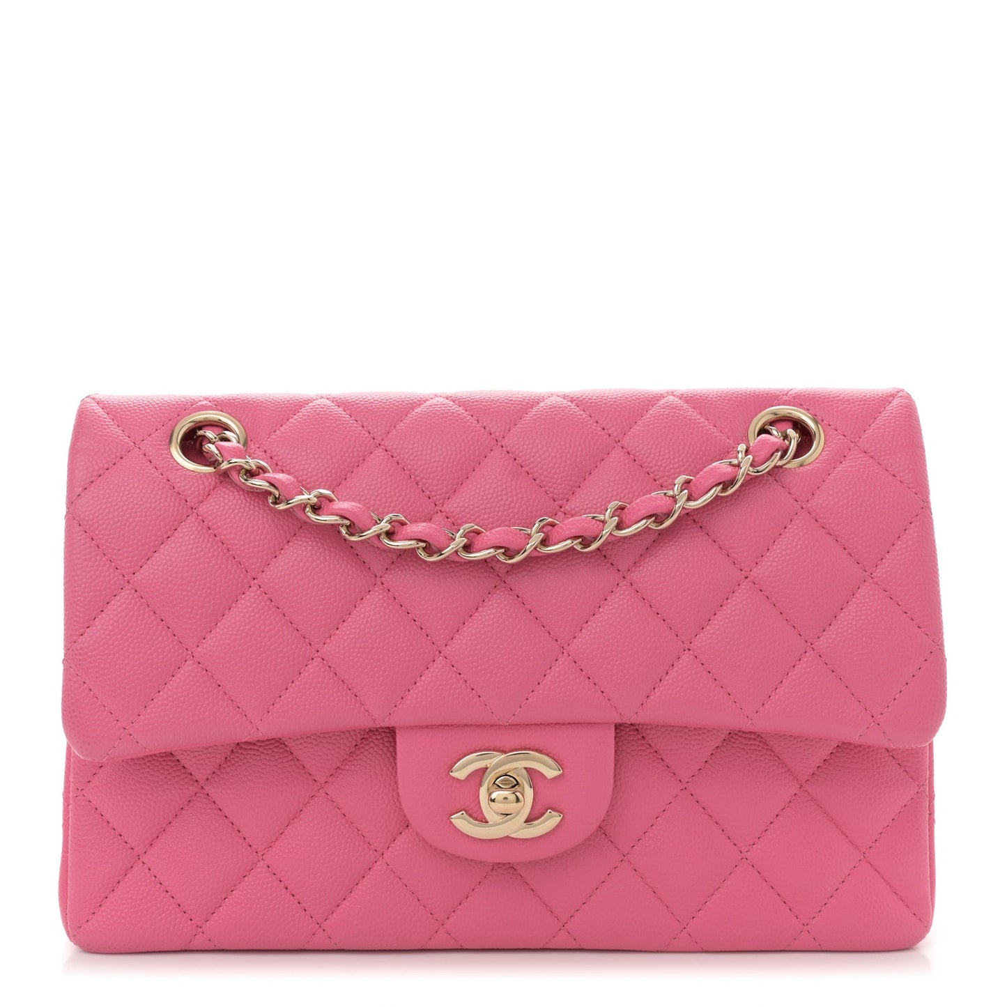 Caviar Quilted Small Double Flap Pink