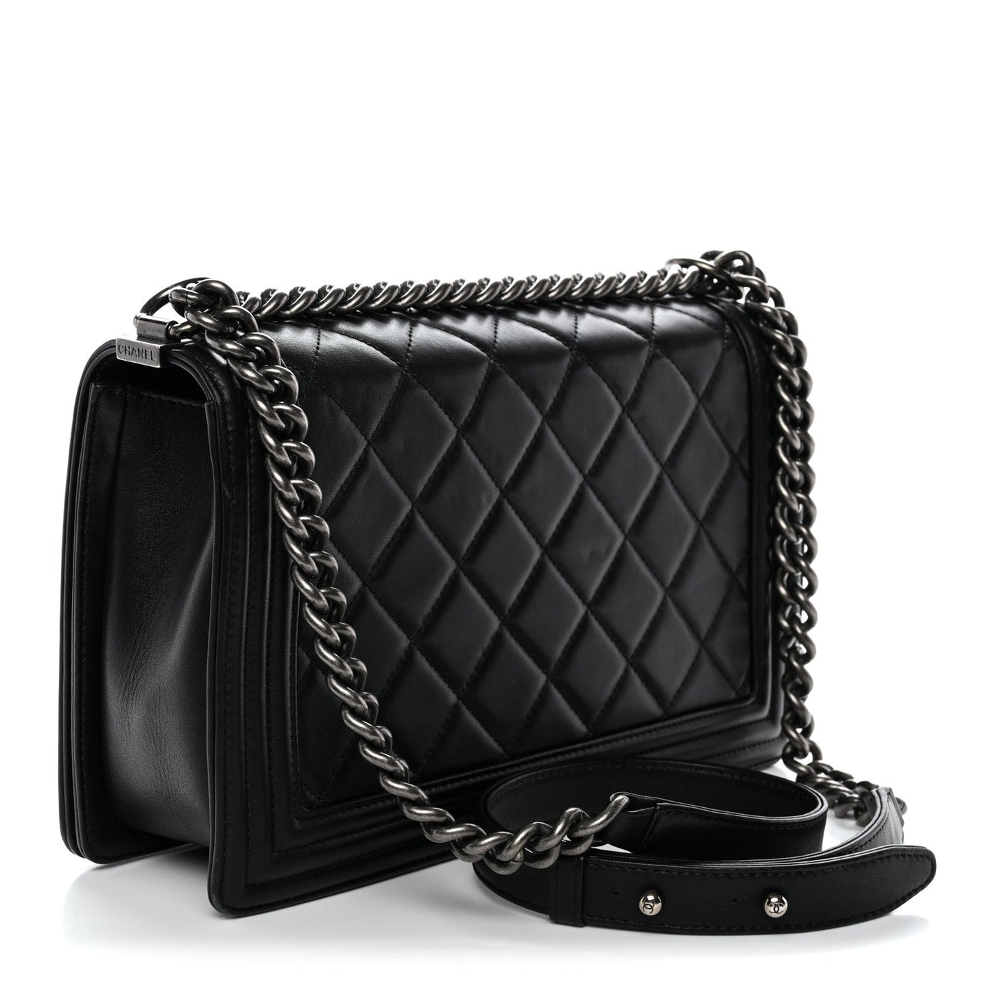 Calfskin Quilted Medium Boy Flap Black