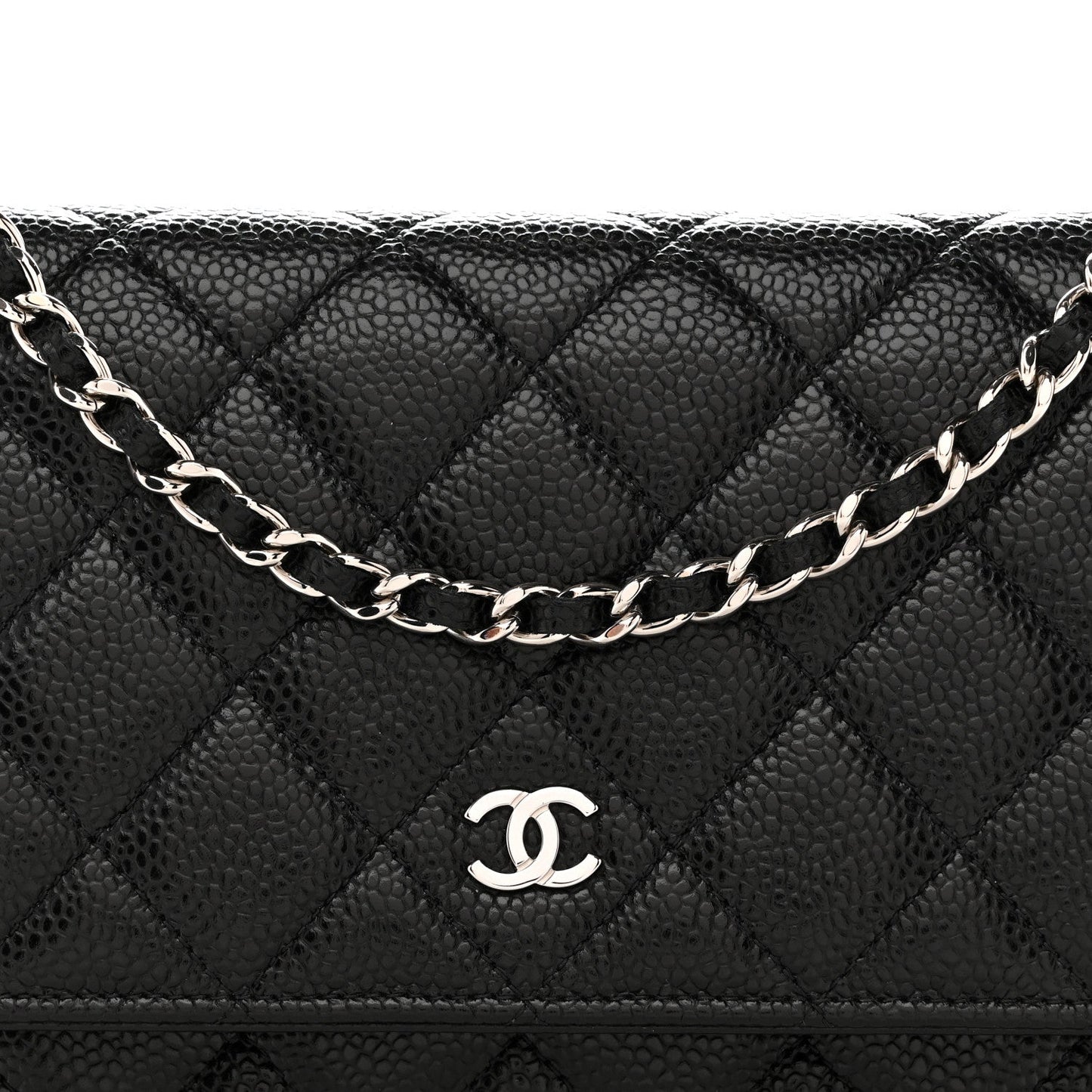 Caviar Quilted Wallet on Chain WOC Black