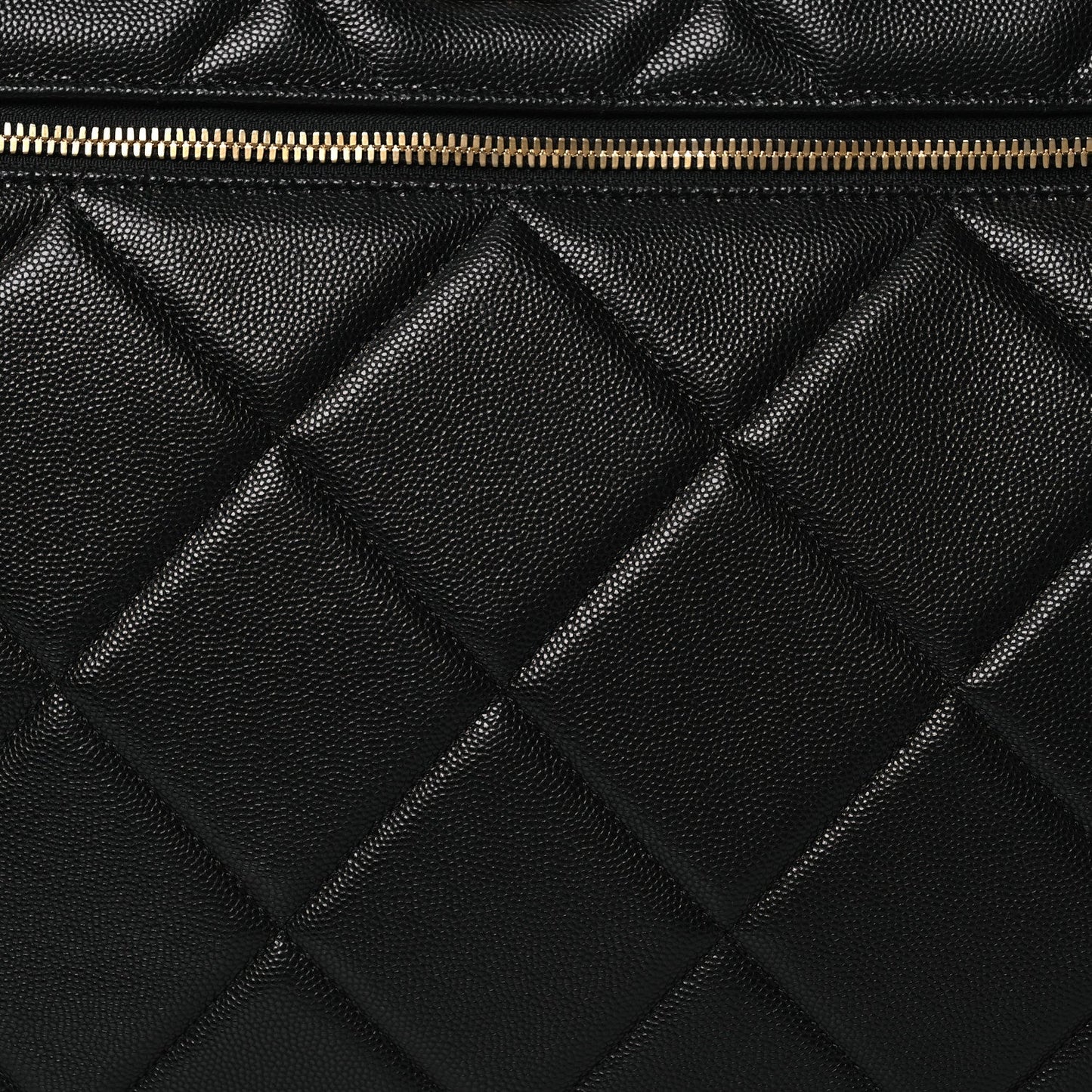 Shiny Grained Calfskin Quilted Large Travel Bowling Bag Black