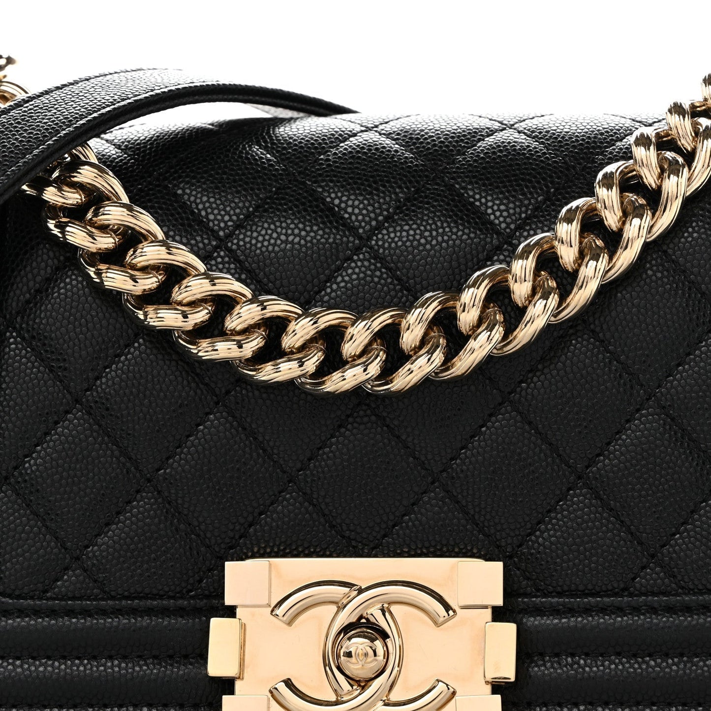 Caviar Quilted Small Boy Flap Black