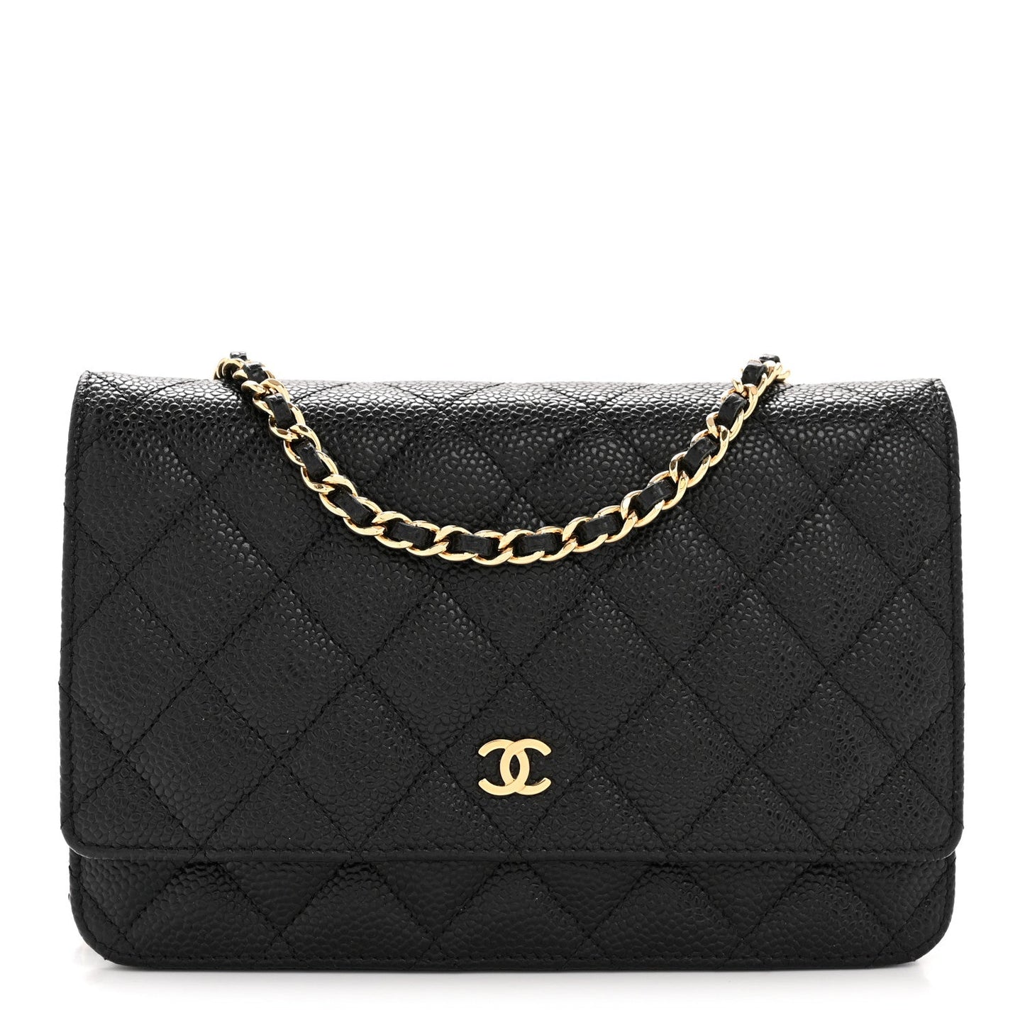 Caviar Quilted Wallet on Chain WOC Black