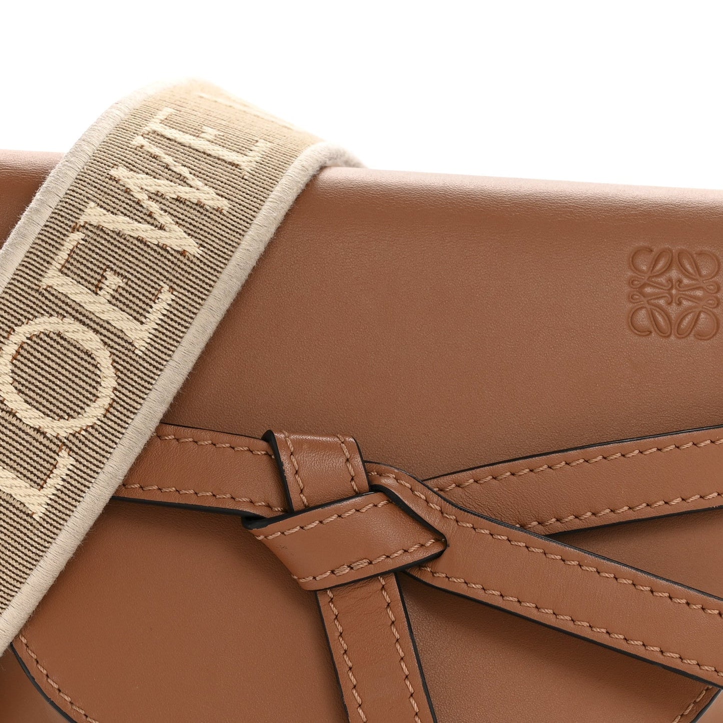 Calfskin Jacquard Mini Gate Dual Bag Tan