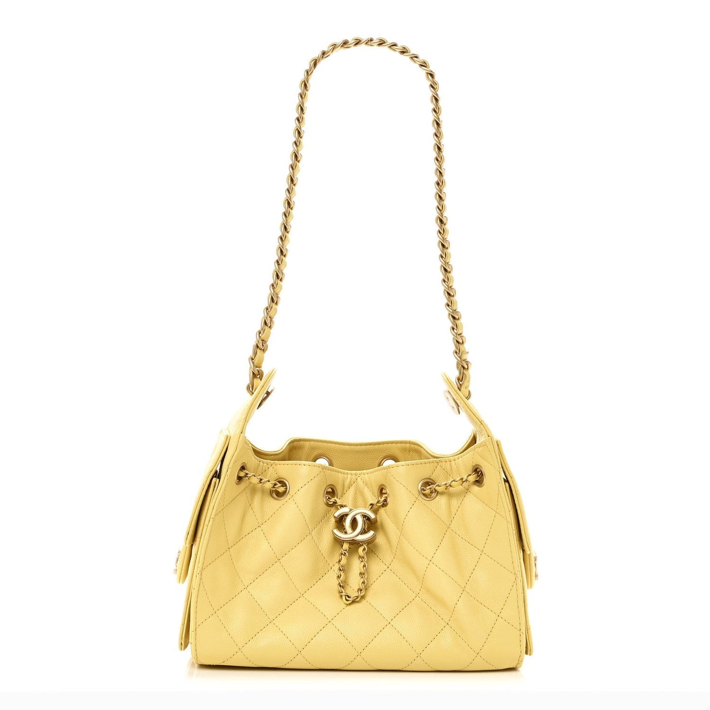 Caviar Quilted Mini Chanel 25 Handbag Yellow