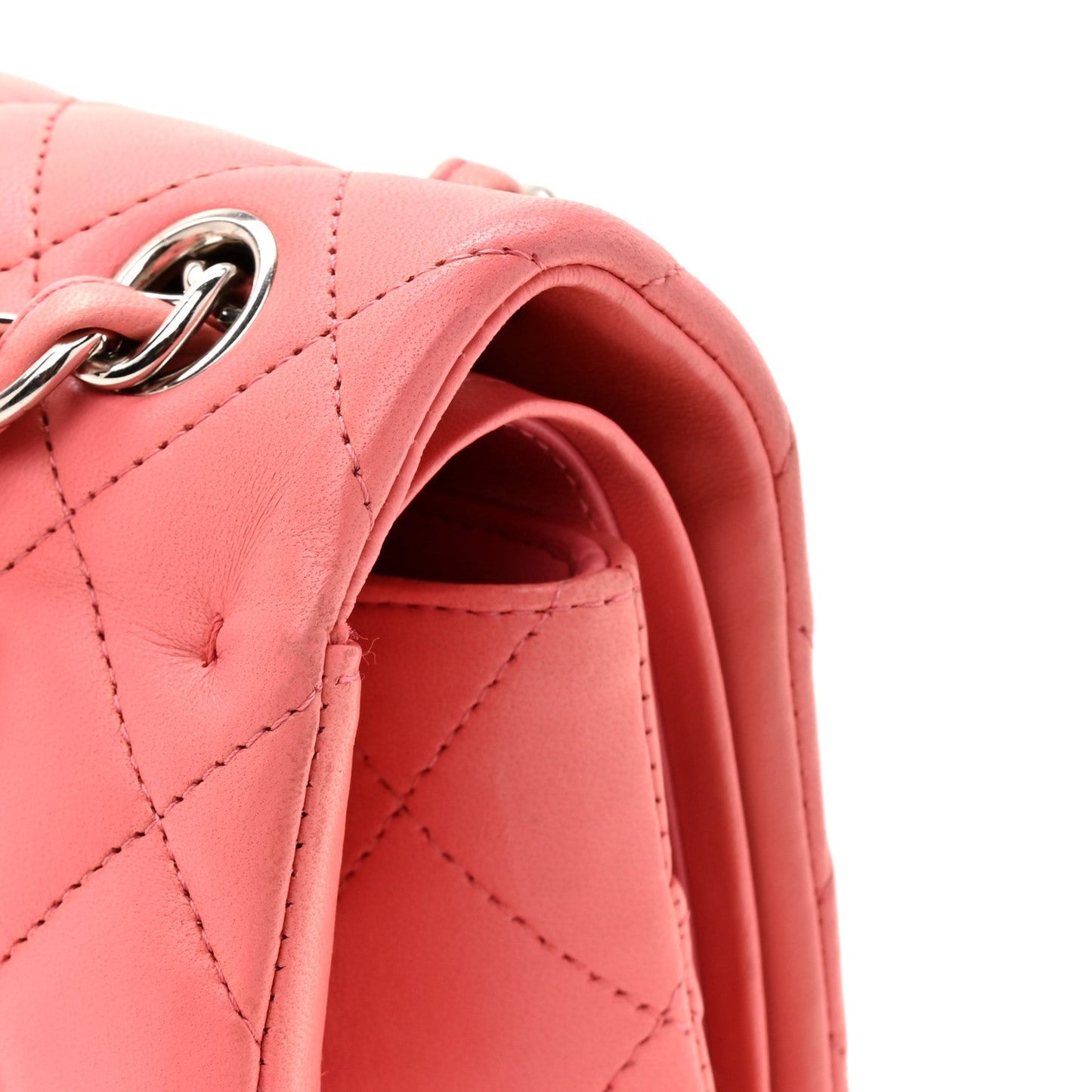 Lambskin Quilted Jumbo Double Flap Pink