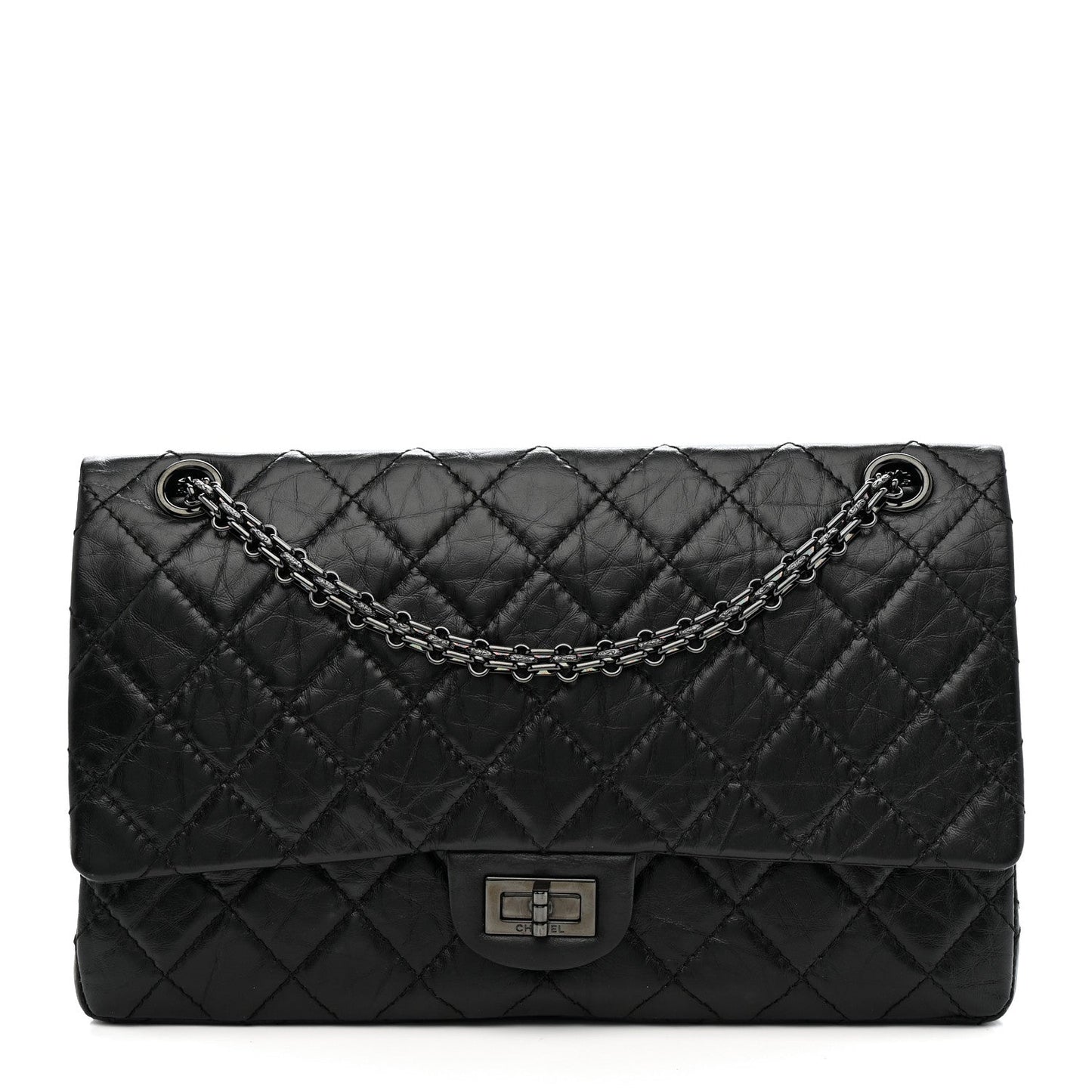 Aged Calfskin Quilted 2.55 Reissue 226 Flap So Black