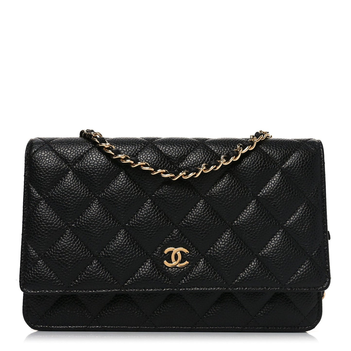 Caviar Quilted Wallet on Chain WOC Black