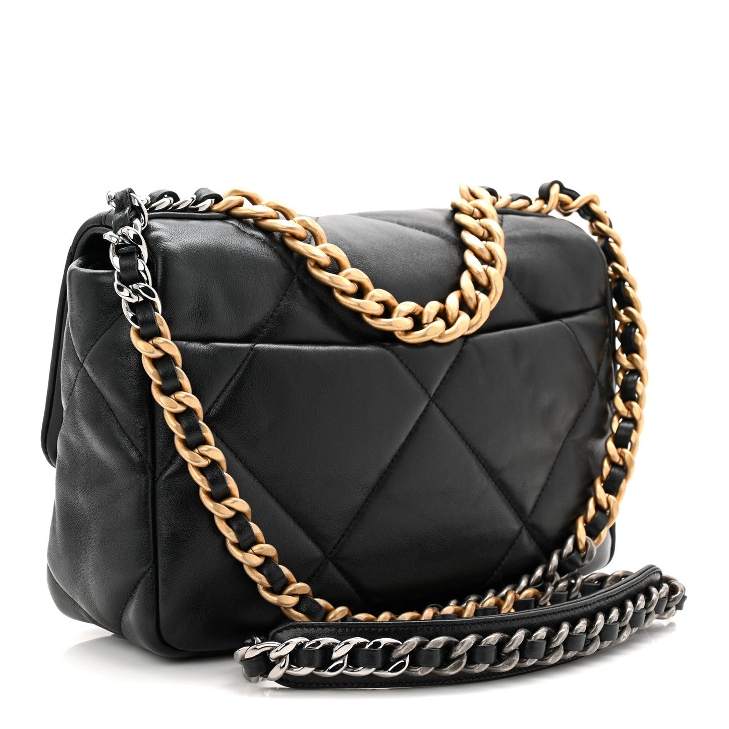 Lambskin Quilted Medium Chanel 19 Flap Black