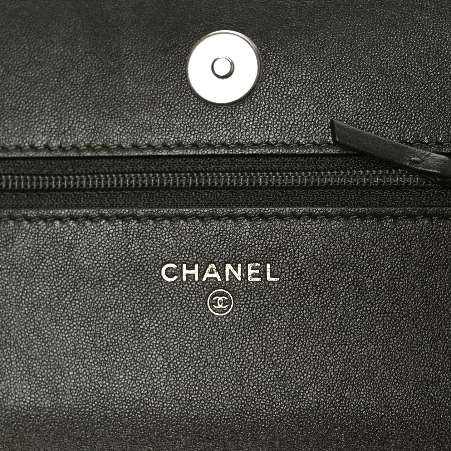 Lambskin Quilted Chanel 19 Wallet On Chain WOC Dark Green