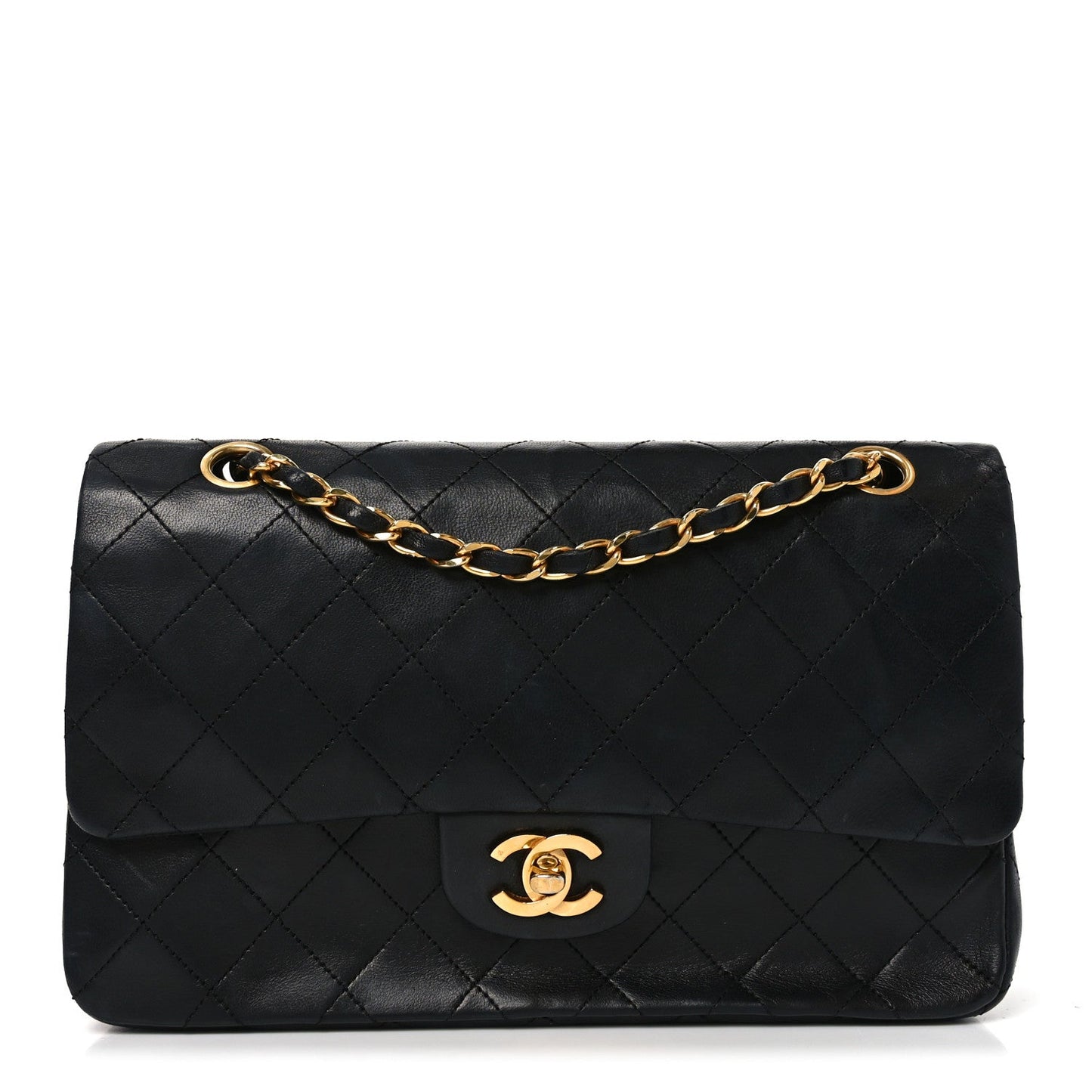 Lambskin Quilted Small Double Flap Black