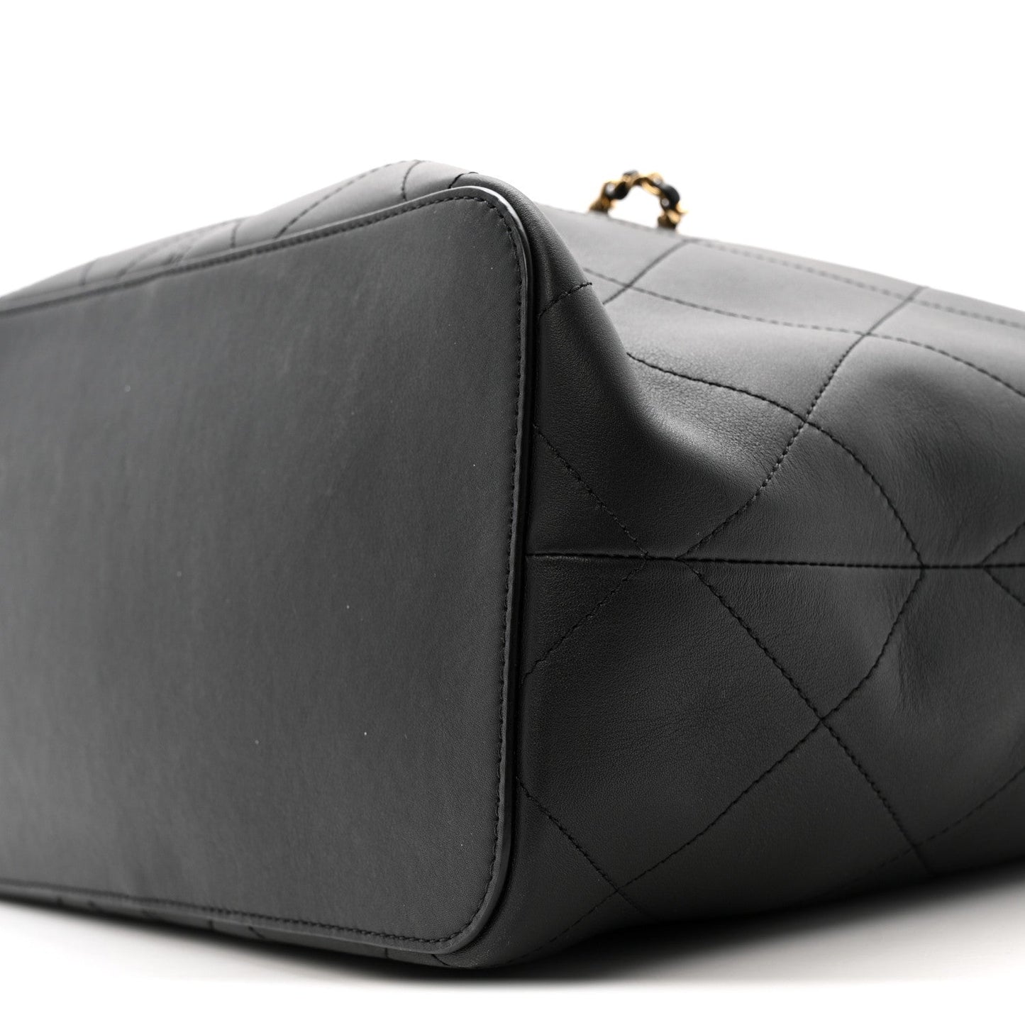 Calfskin Quilted Large Shopping Bag Black