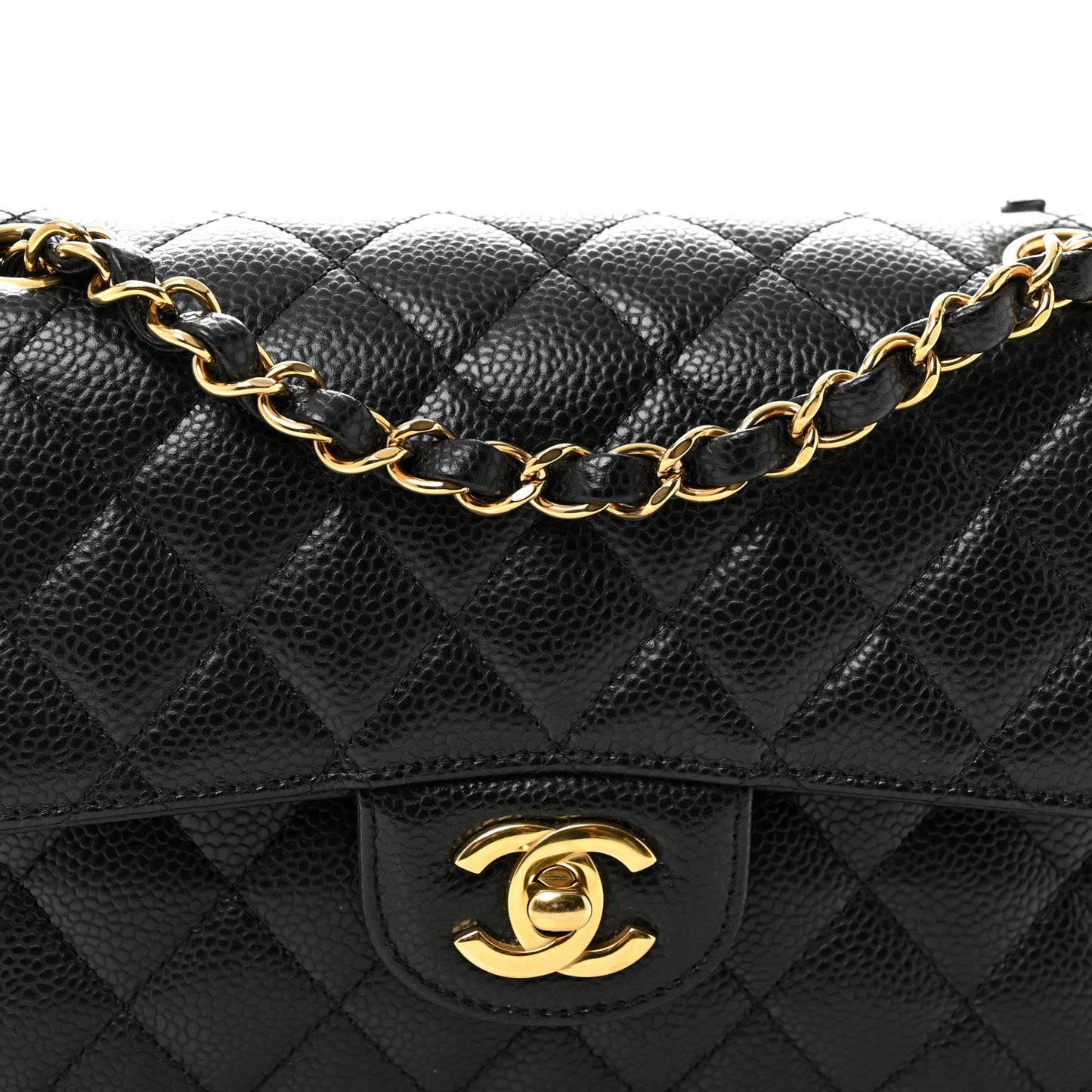 Caviar Quilted Small Double Flap Black