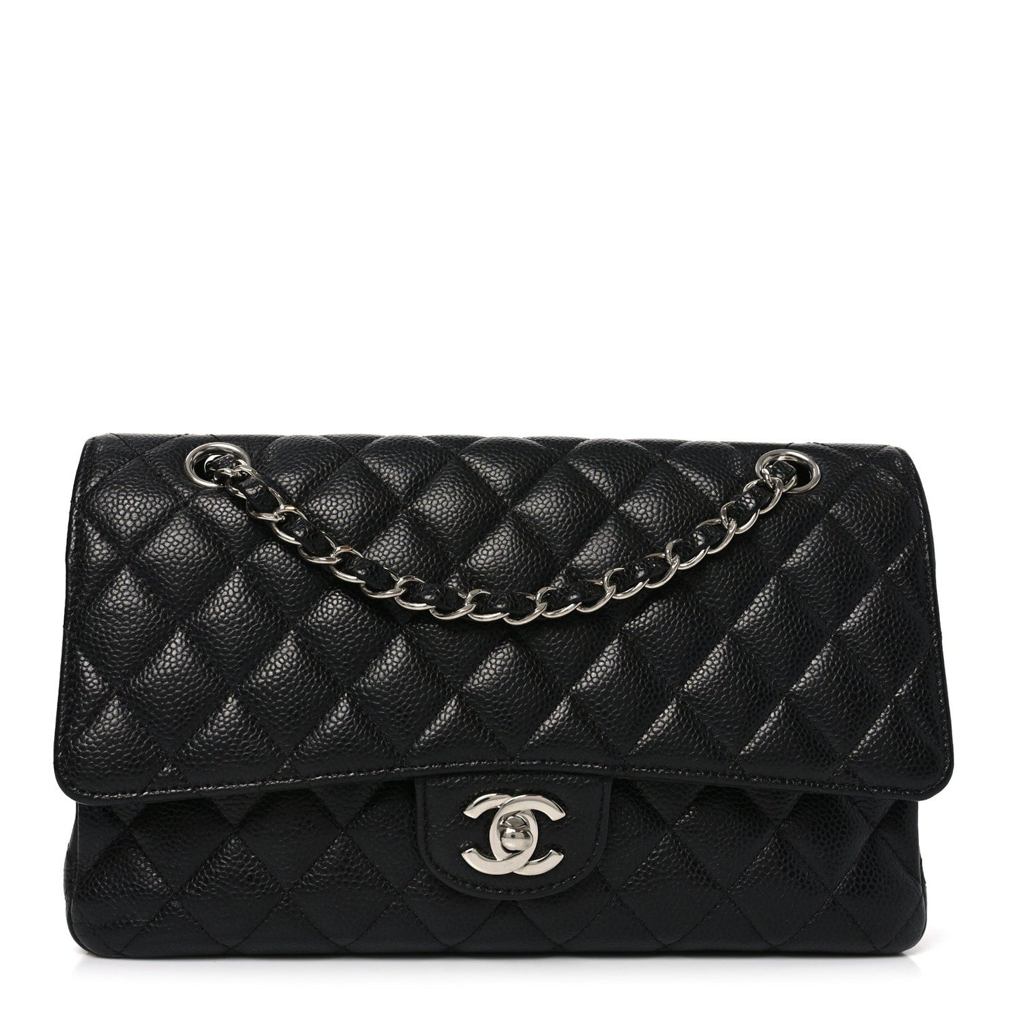Caviar Quilted Medium Double Flap Black