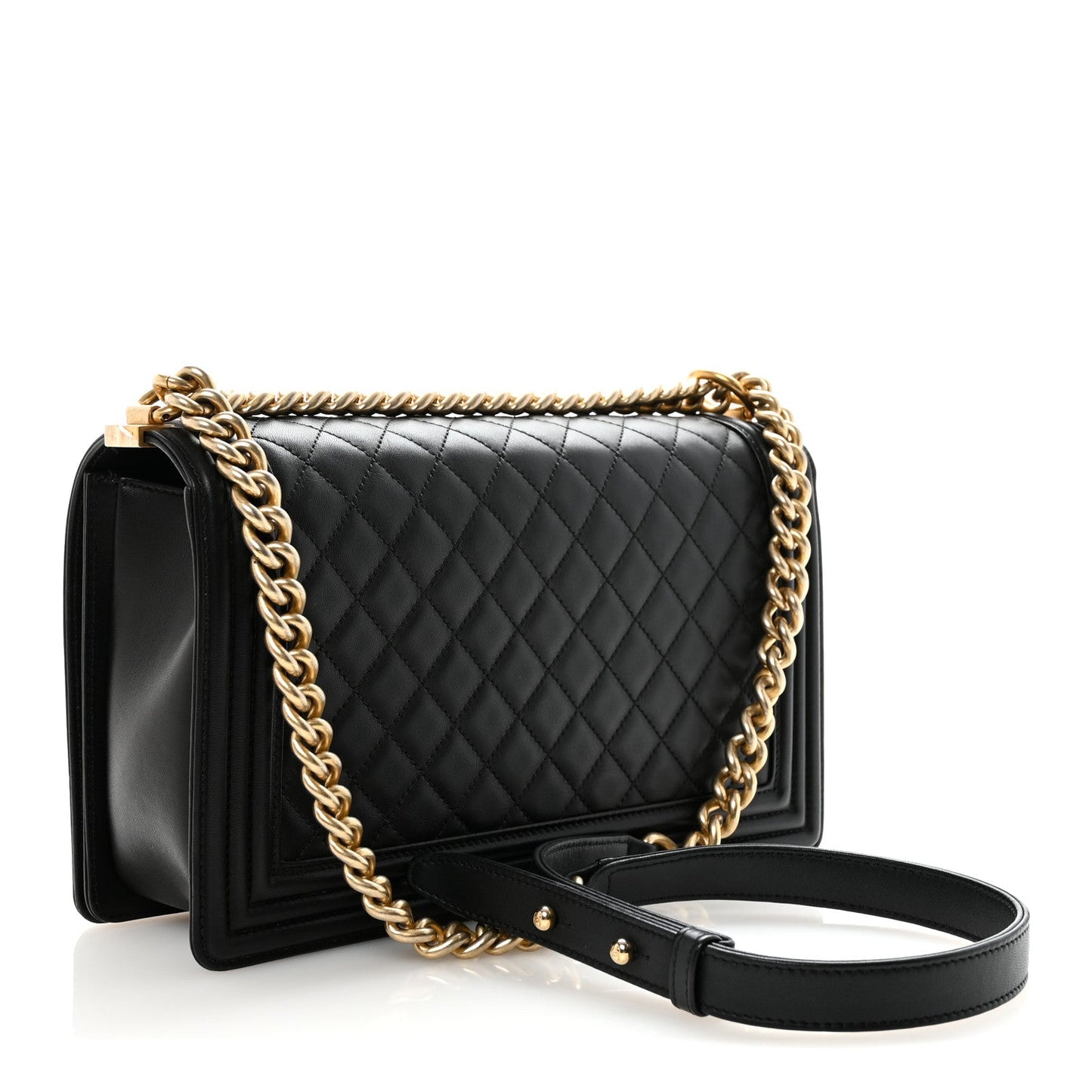 Lambskin Quilted New Medium Boy Flap Black