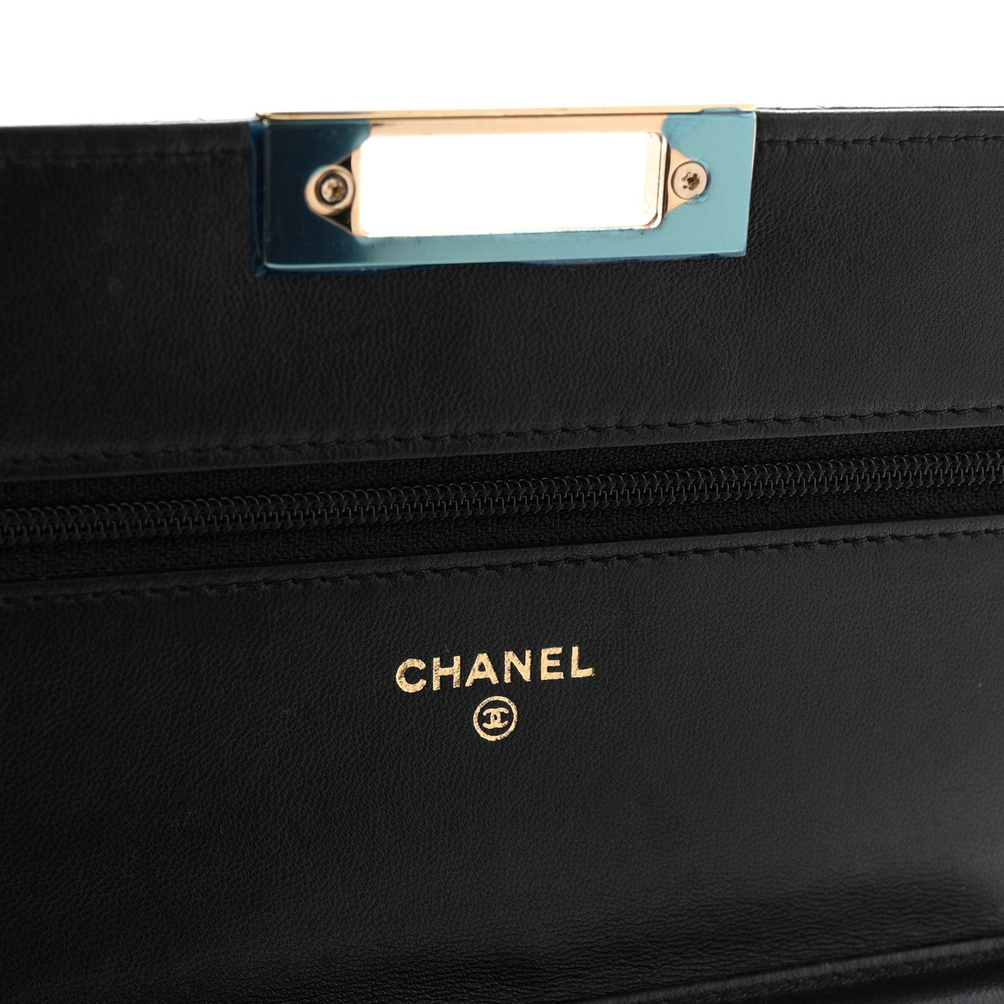 Lambskin Quilted Golden Class Wallet on Chain WOC Black
