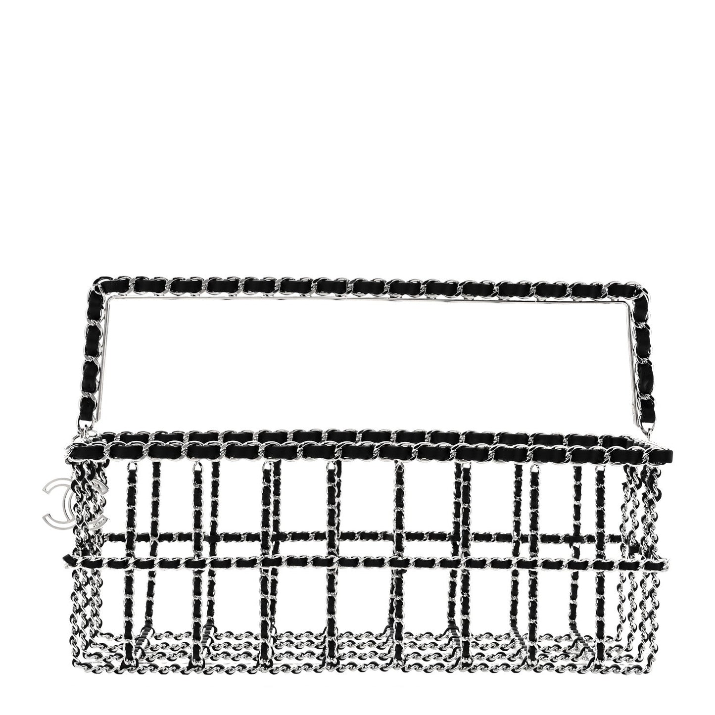 Brass Calfskin Grocery By Chanel Minaudiere Shopping Basket Silver