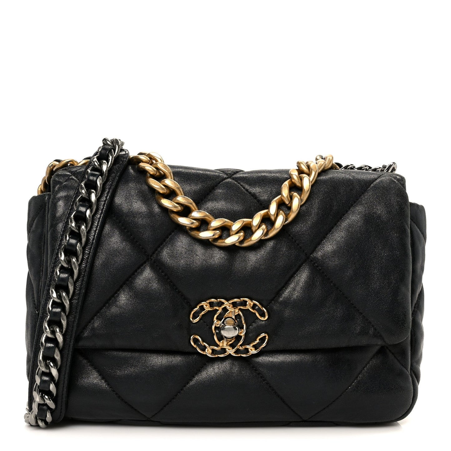Lambskin Quilted Medium Chanel 19 Flap Black