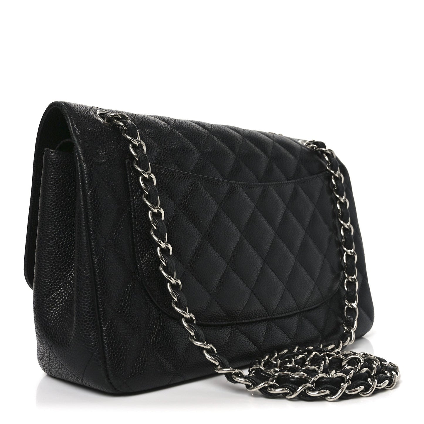 Caviar Quilted Jumbo Double Flap Black