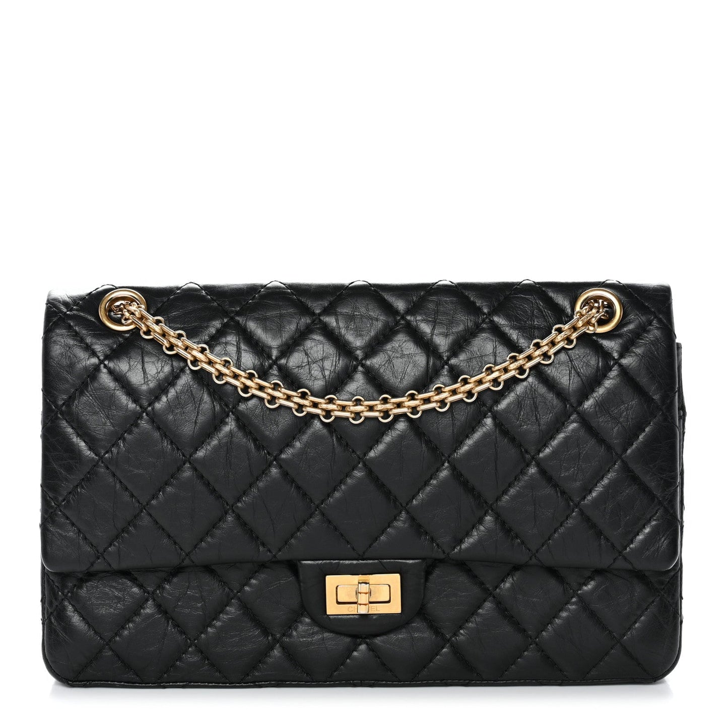 Aged Calfskin Quilted 2.55 Reissue 226 Flap Black