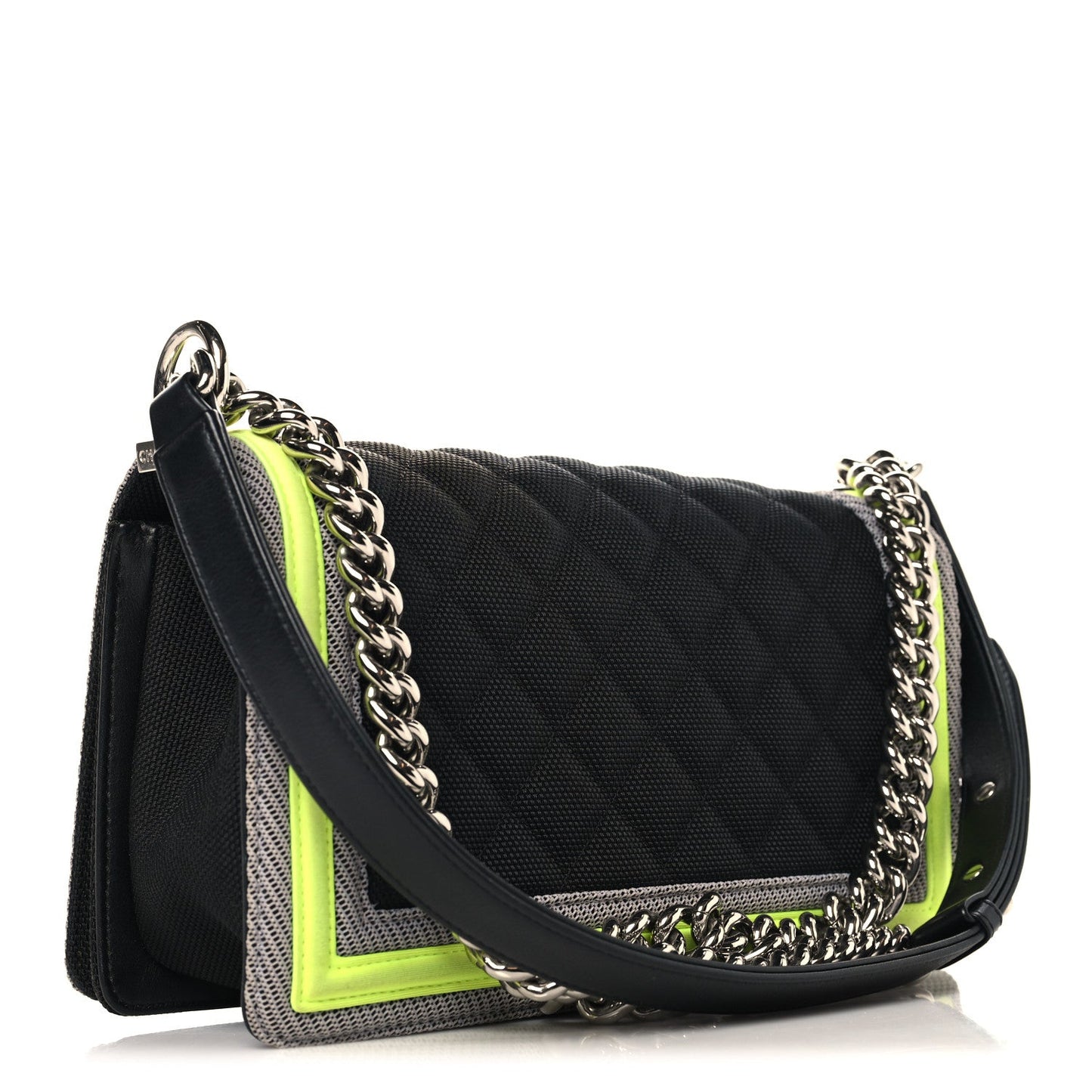 Canvas Quilted Medium Fluo Boy Flap Black Grey Yellow