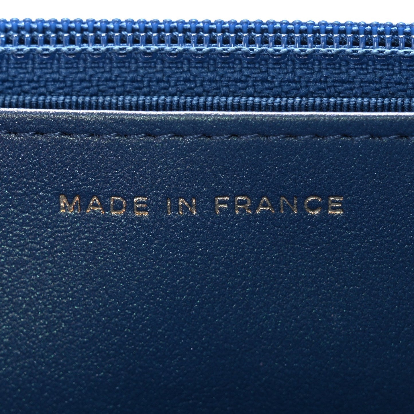 Iridescent Caviar Quilted Wallet on Chain WOC Dark Blue