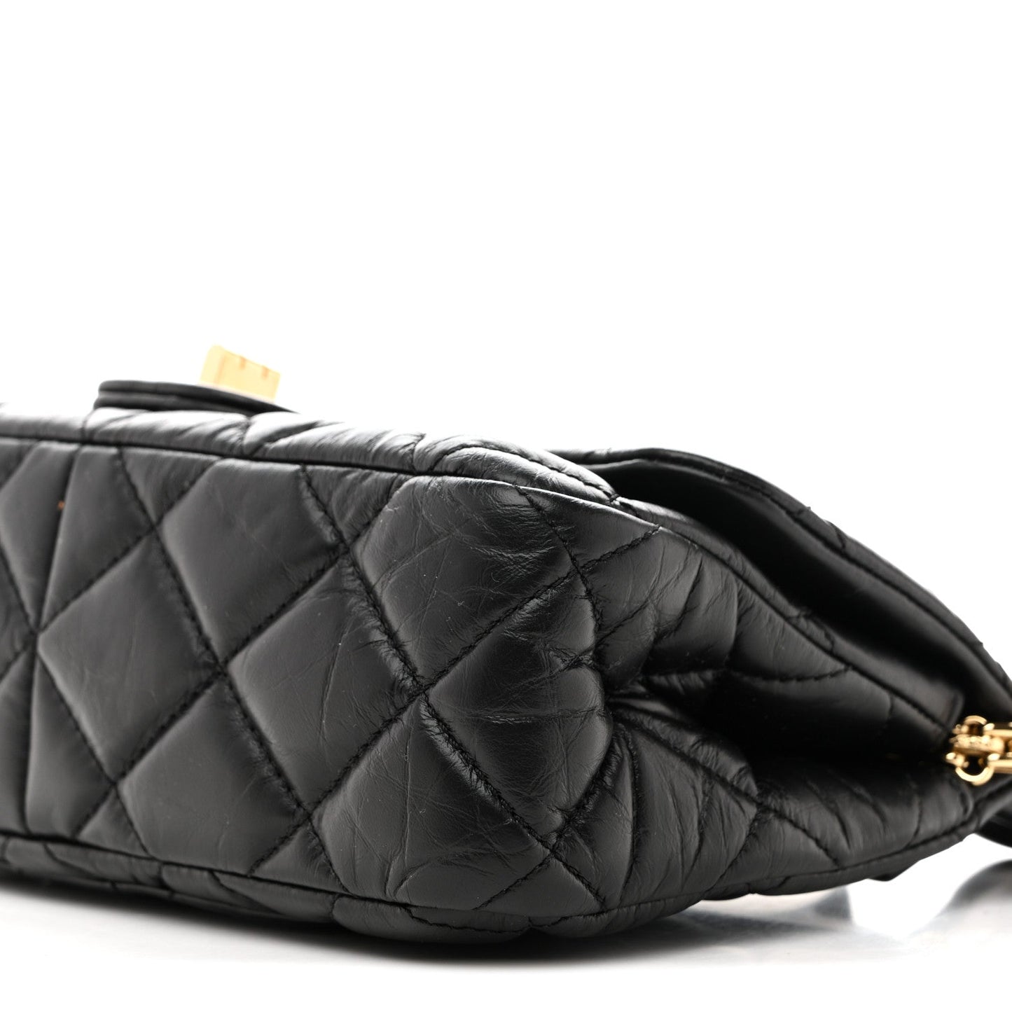 Aged Calfskin Quilted 2.55 Reissue Mini Hanger Flap Black