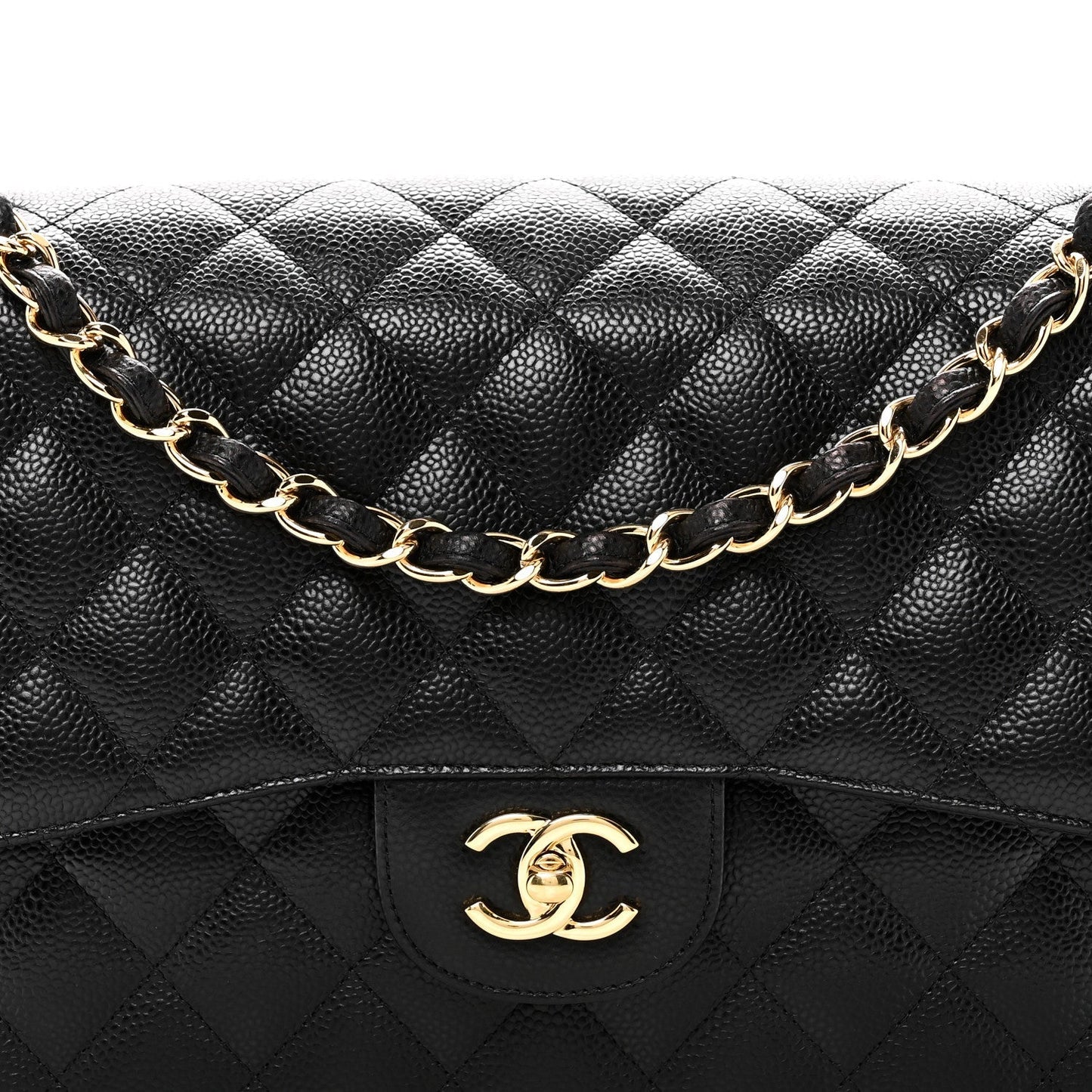 Caviar Quilted Jumbo Double Flap Black