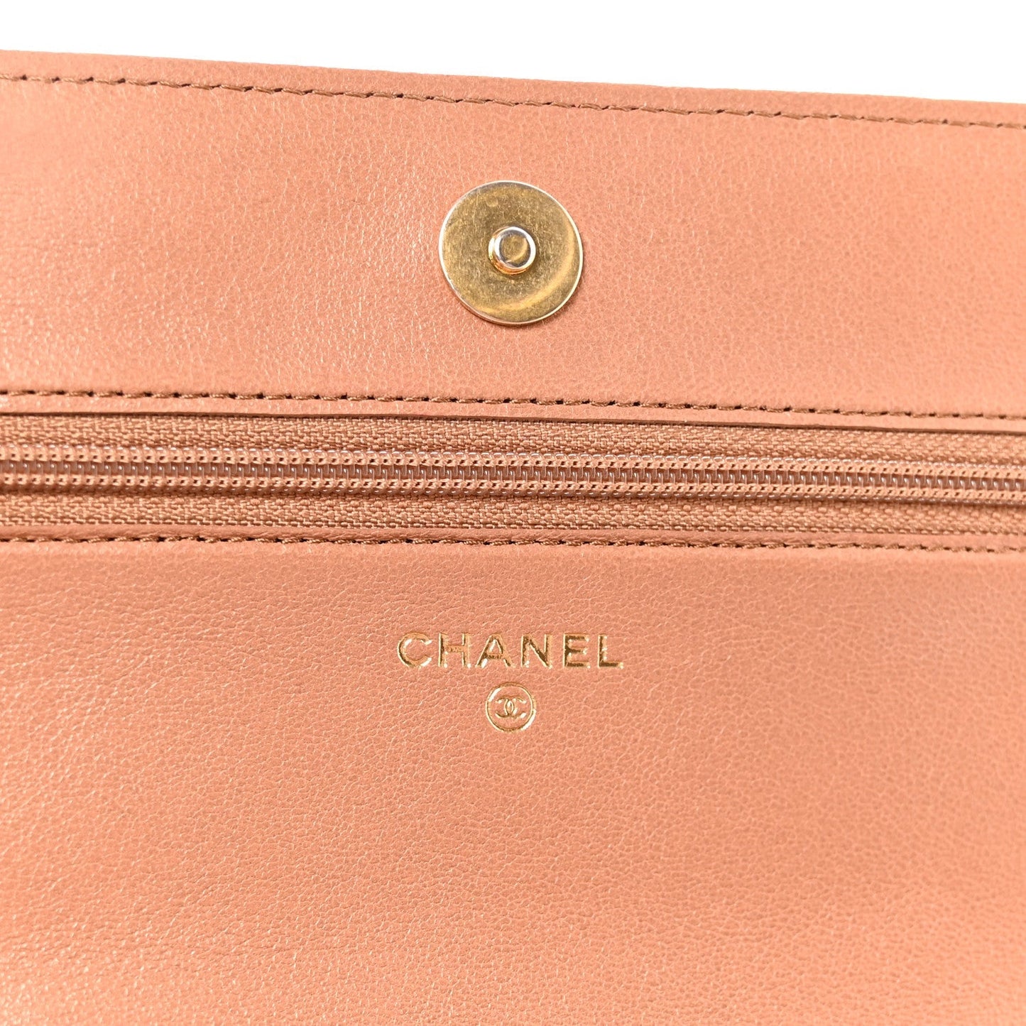 Lambskin Quilted Chanel 19 Wallet On Chain WOC Brown