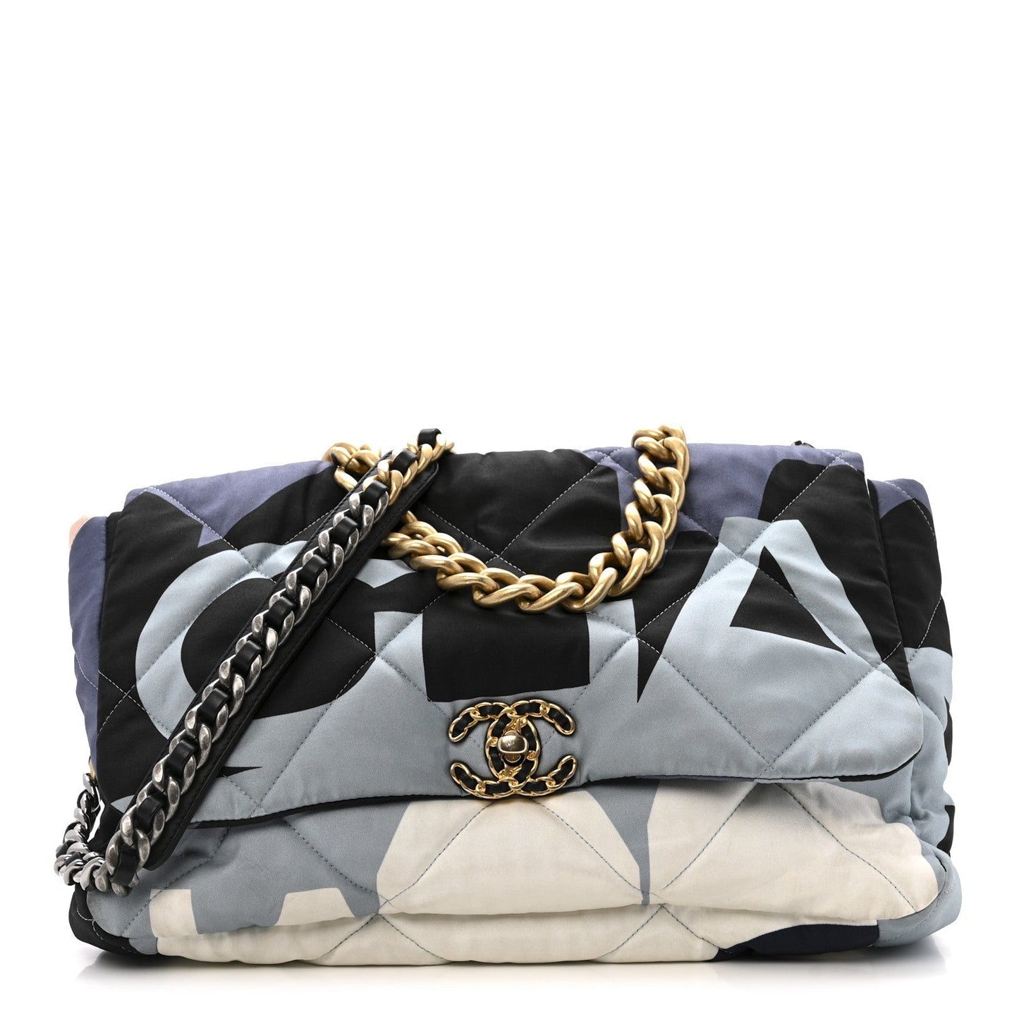 Silk Maxi Scarf Chanel 19 Flap Black Blue White